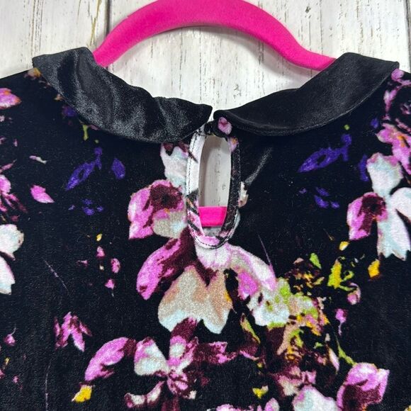 Hot Topic Black Floral Velvet Peter Pan Collar Whimsigoth Witchy Skater Dress - Picture 11 of 16